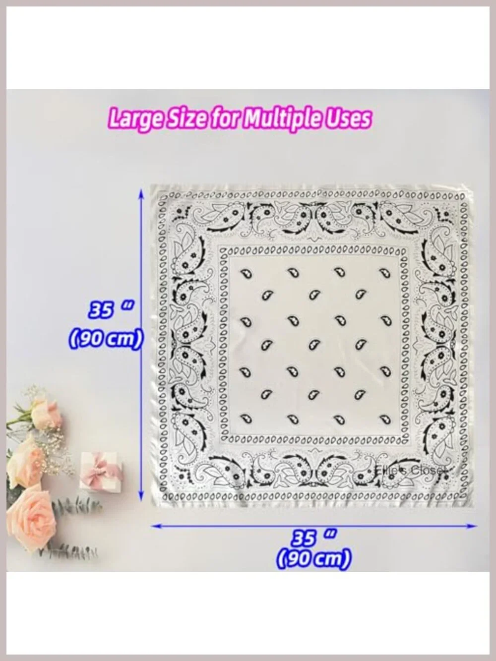 2pk Satin Square Bandana Scarf for Hair Wrapping, Neck, Head - 35